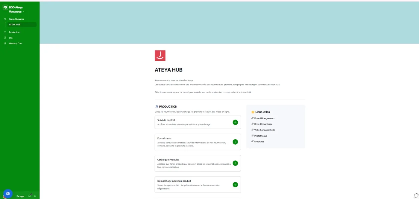 Aperçu du projet Ateya Hub : Centralisation & système métier transversal